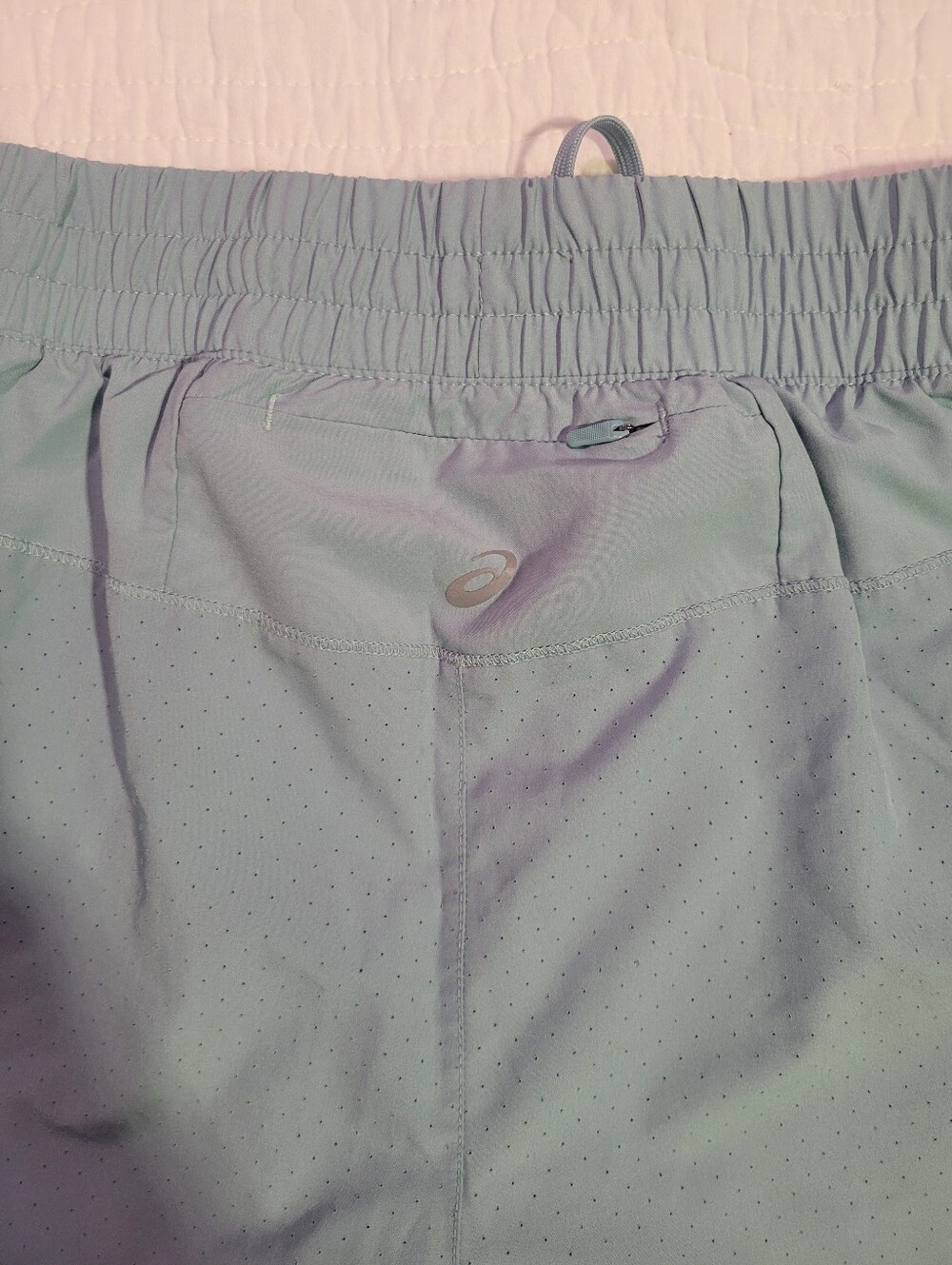 Asics Women's 2 In 1 Teal Athletic Running Shorts - Picture 6 of 6